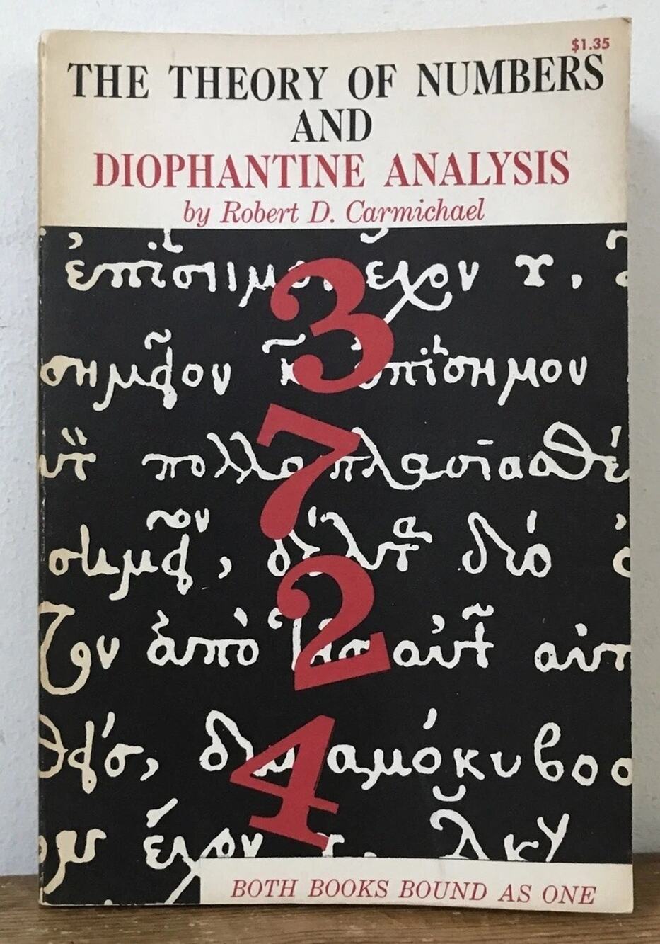 Vtg 1959 Theory Of Numbers And Diophantine Analysis By Robert D Carmichael Book